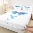 thumbnail image 5 of spefrowx Princess Bowknot King Sheets for Teens, Blue Watercolor Ribbon Art Bedding, 4pcs, 1 Flat Sheet, 1 Fitted Sheet and 2 Pillowcases, 5 of 6