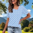 thumbnail image 4 of DeHolifer Women Summer T-Shirts Casual Printed Slanted Collar Short Sleeve Tee Tops Light Blue XL, 4 of 5