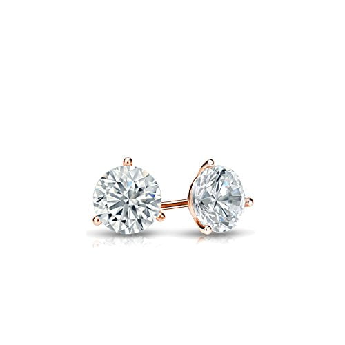 Diamond Wish 14k Rose Gold Round Lab Grown Diamond Stud Earrings (1/4
