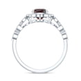 thumbnail image 2 of Rosec Jewels Real Garnet Vintage Inspired Engagement Ring - Cushion Cut Garnet and Diamond Halo Ring - with Jewelry Box, 10K White Gold, US 10.50, 2 of 8