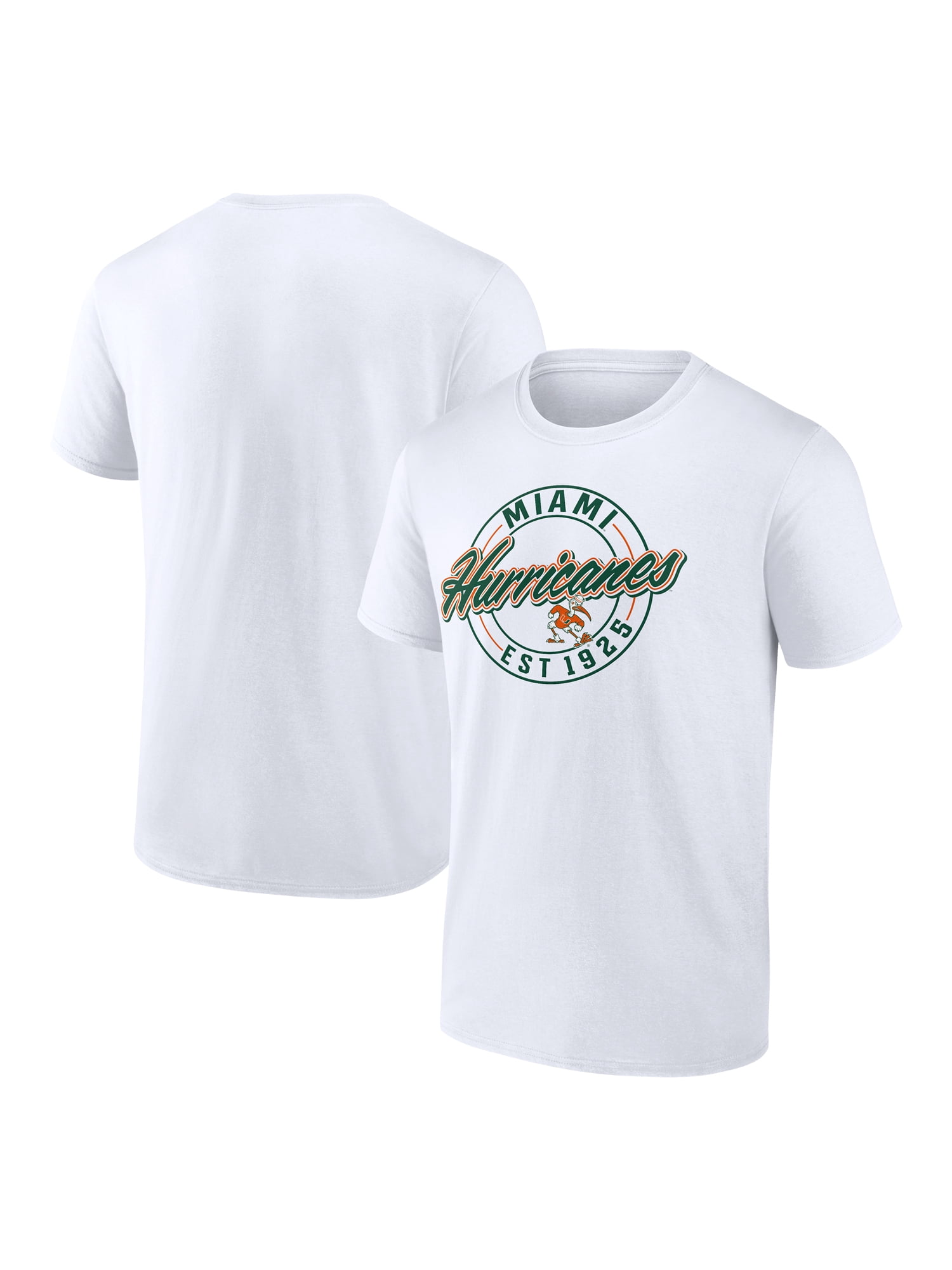 NCAA Miami Hurricanes Men's Cotton White Short Sleeve T-Shirt