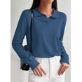 thumbnail image 4 of PRETTYGARDEN Womens Long Sleeve Collared Polo Sweater V Neck Knit Ribbed Business Casual Pullover Sweaters Fall Outfits, 4 of 8