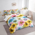thumbnail image 3 of Homewish Vibrant Rustic Sunflower Bedding Comforter Set 7pcs, Farmhouse Floral King Bedding Sets, Vintage Oil Printing Reversible Bed Sheets, Super Cozy Room Decor, 3 of 7