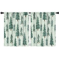 Blackout Kids Curtains,Light Green Christmas Tree Pattern Childrens Insulated Curtains Set Of 2,Bedroom Essentials,Toddler Room Decor 42"x54"