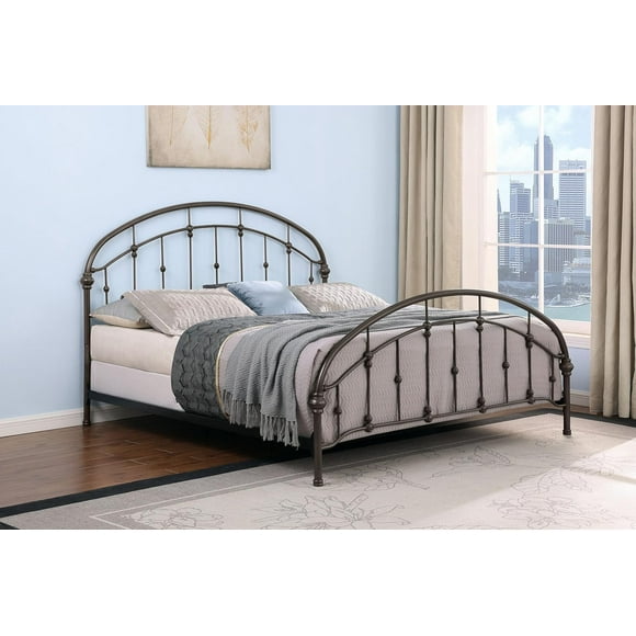 Eastern King Size Metal Bed Frame with Arched Headboard - Dark Bronze 55-inch