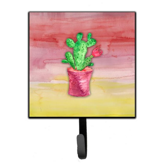 Flowering Cactus Watercolor Leash or Key Holder