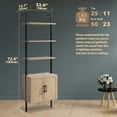 thumbnail image 6 of ARKANTOS 5 Tier Ladder Bookshelf with Rattan Cabinet, Wall Mounted Display Shelf, Natural Oak, 6 of 7