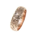 thumbnail image 1 of 14K pink rose gold hand engraved Hawaiian plumeria scroll ring diamond cut edge 6mm size 4.5, 1 of 6