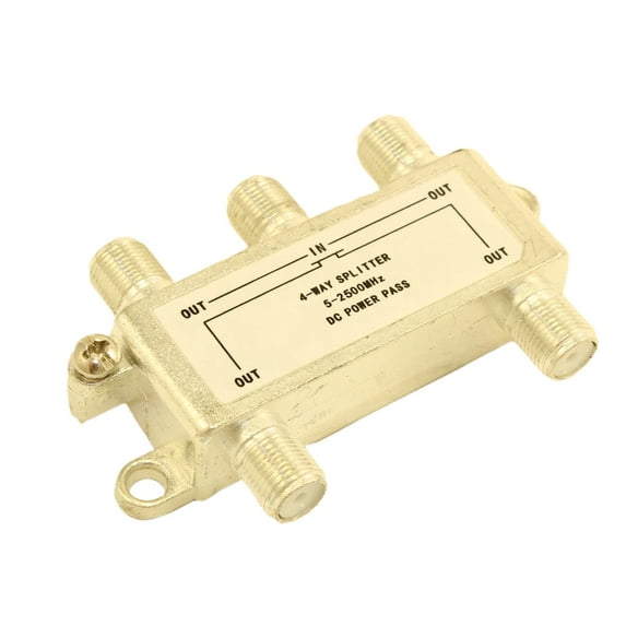 Coax Splitter, 4 Way, (Premium, Nickel Platted) 5-2500 Mhz