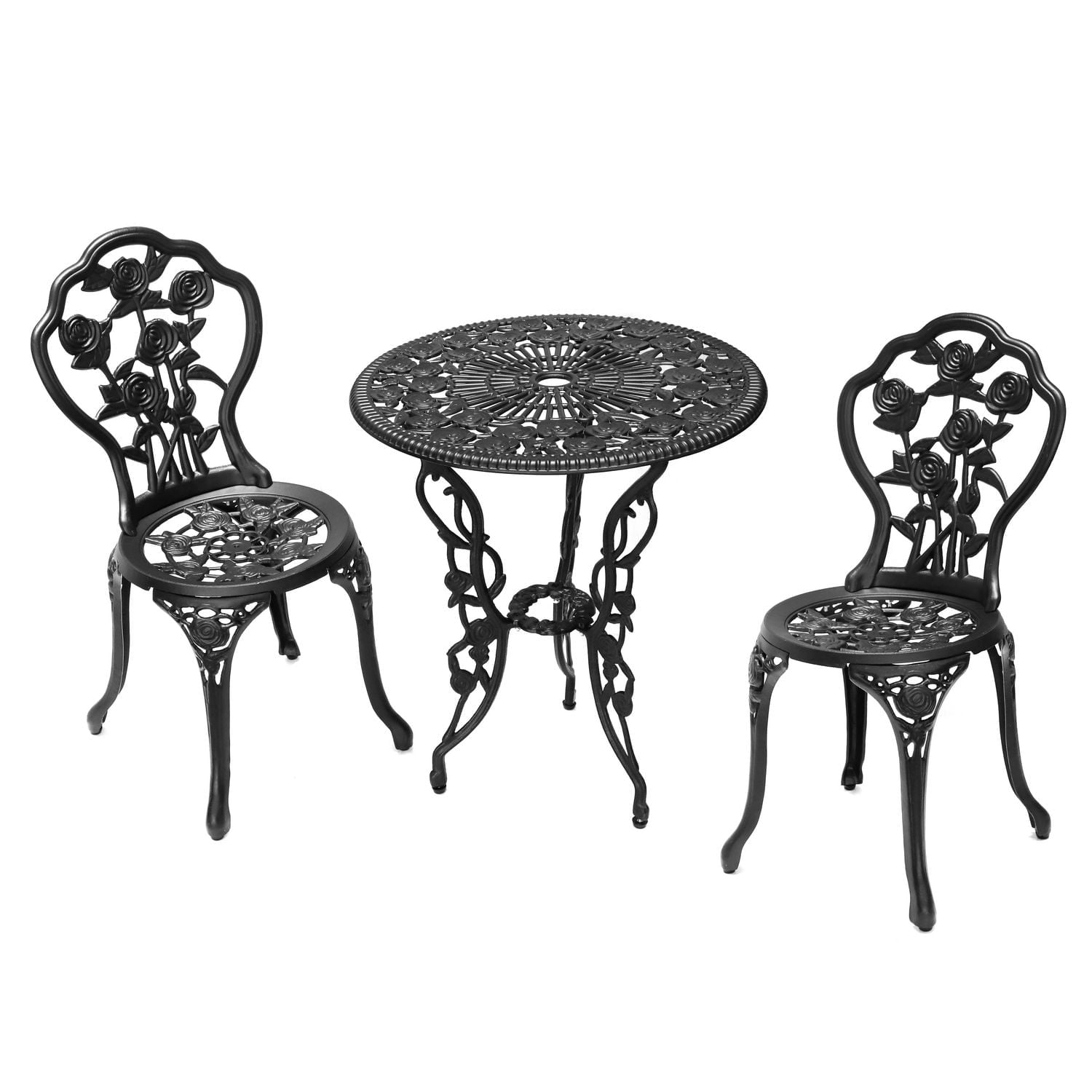 Patio Premier Rose Garden 3-Piece Bistro Set - Black