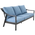 thumbnail image 3 of Benjara Noe 79 Inch Aluminum Patio Outdoor Sofa, Sloped Arms, Dark Black, Blue, 3 of 6