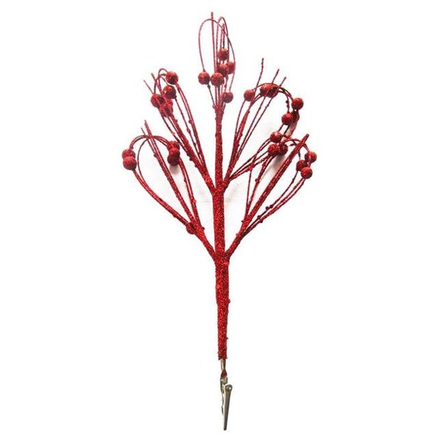 Plume de Paon Rouge de 12 Po avec Paillettes Rouges - Lot de 5