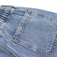 thumbnail image 6 of KIDSCOOL SPACE Children's Denim Shorts,Ribbed Elastic Waist with D-ring Loops Summer Jeans Half Cargo Jeans, Light Blue,7-8 Years, 6 of 7