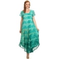 thumbnail image 5 of Sakkas Kaylaye Long Tie Dye Ombre Embroidered Cap Sleeve Caftan Dress / Cover Up - Aqua - One Size Regular, 5 of 5