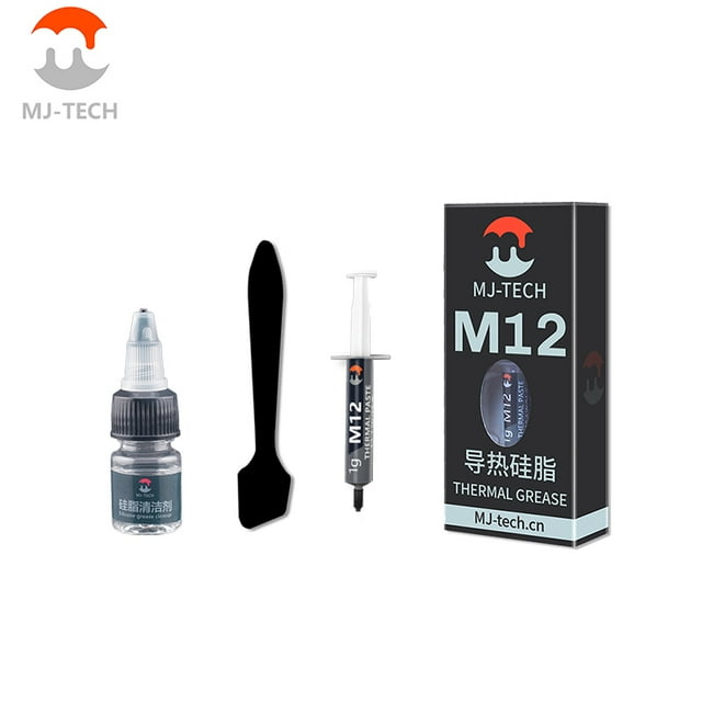 Pâte Thermique Haute Performance M12, Composé de Transfert Thermique Efficace pour Applications, Idéal pour Ordinateur Portable, Jeux, Refroidissement GPU/CPU 1 g et Nettoyant 12,4 W