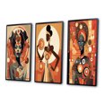 thumbnail image 3 of Designart "Retro Graphic Representation of an African Goddess I" African American Woman Framed Wall Art Set Of 3 - Red Woman African American Frame Gallery Wall Set For Home Decor, 3 of 6