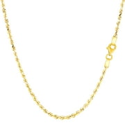 10k Yellow Solid Gold Diamond Cut Rope Chain Necklace, 2.0mm, 22"
