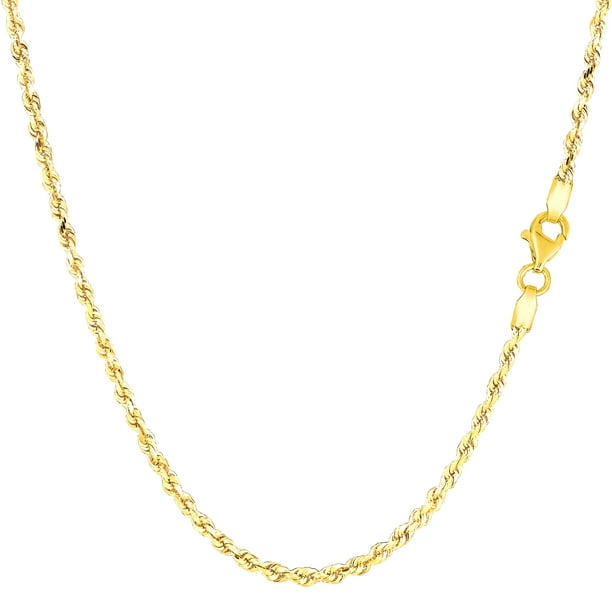 14 Carats Collier de Chaîne en Or Massif Diamant Taille Corde, 2,0 Mm, 18 Po