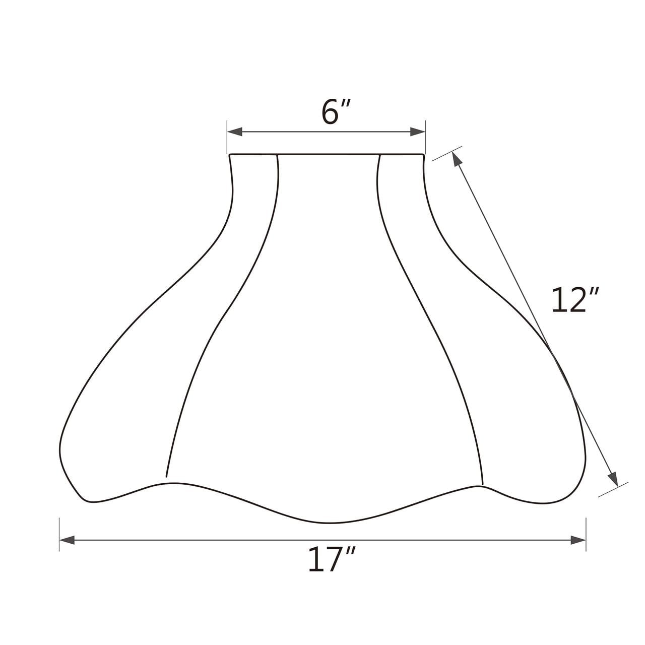 Aspen Creative 30306 Transitional Scallop Bell Shape Spider Construction Lamp Shade in Off White, 17" wide (6" x 17" x 12")