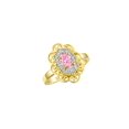 thumbnail image 4 of Rylos Yellow Gold Plated Silver Floral Designer Ring with 6x4 MM Oval Pink Ice & Sparkling Diamonds - Birthstone Jewelry for Women -Size 9, 4 of 7