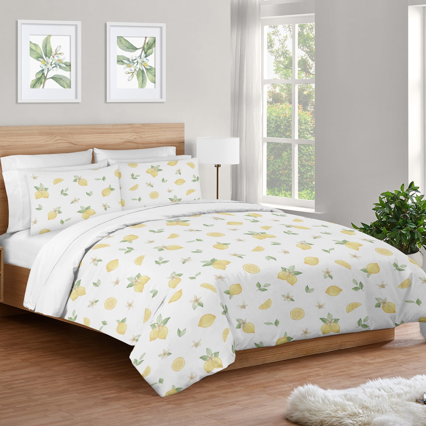 Details about  / Lemon Yellow Floral Blossom Girl Full Queen Bedding Comforter Set by Sweet Jojo