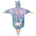 thumbnail image 2 of FORMRS Wearable Blanket Hoodie with Sleeves for Kids Cozy Flannel Sweatshirt, Purple Night Deer, 2 of 7