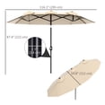 thumbnail image 3 of Outsunny Parasol de Patio Double Face de 9,7 Pieds avec Inclinaison, Parasol d'Extérieur, Brun, 3 of 10