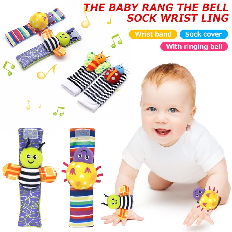 Amerteer Foot Finders & Wrist Rattles for Infants Developmental Texture Toys for Babies & Infant Toy Socks– Newborn Toys for Baby Girls & Boys. Baby Boy Girl Toys 0-3-6 Months