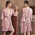 thumbnail image 3 of Bata kimono de satén para dormir para mujer, ropa de lencería íntima femenina, nupcial, de seda, estilo camisón y albornoz, casual y sexy, 3 of 4