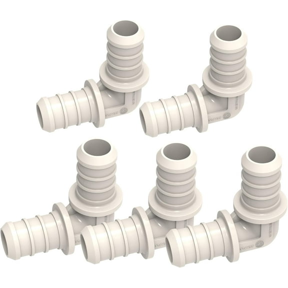 SEAFLO 1/2” PEX Elbow Coupling Fittings, 90° Barb x Barb Adapter – Corrosion-Resistant Plastic, Compatible with PEX and PE-RT Pipe (5-Pack)