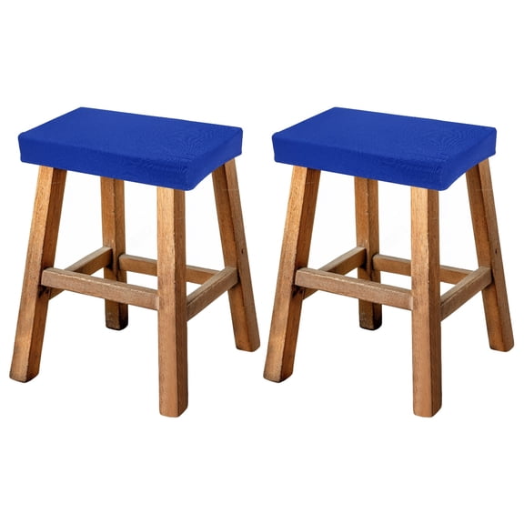 Uxcell Bar Stool Cover Rectangle, Stretch Washable Saddle Counter Vanity Barstool Slipcover Seat Cushion Protector with Elastic Band for Wooden Metal Bench Chair(Lake Blue, 2Pcs)