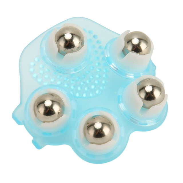 Masseur à Rouleau Manuel, 5 Perles Masseur à Rouleau Portable Mini Minceur Décontractée Confortable pour le Dos pour Femme Bleu, Rose
