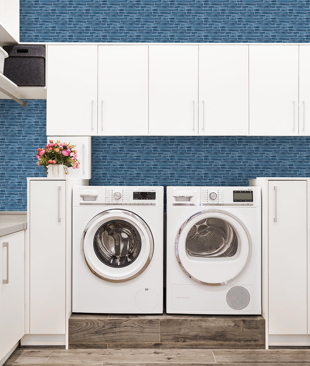 NextWall Brushed Metal Tile Peel and Stick Wallpaper
