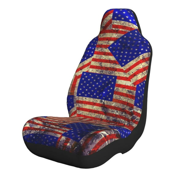 Xecao Vintage USA Flag for Automotive Seat Covers for Cars Trucks and SUVs – Gray Car Seat Covers for Front Seats, Truck Seat Protectors-1