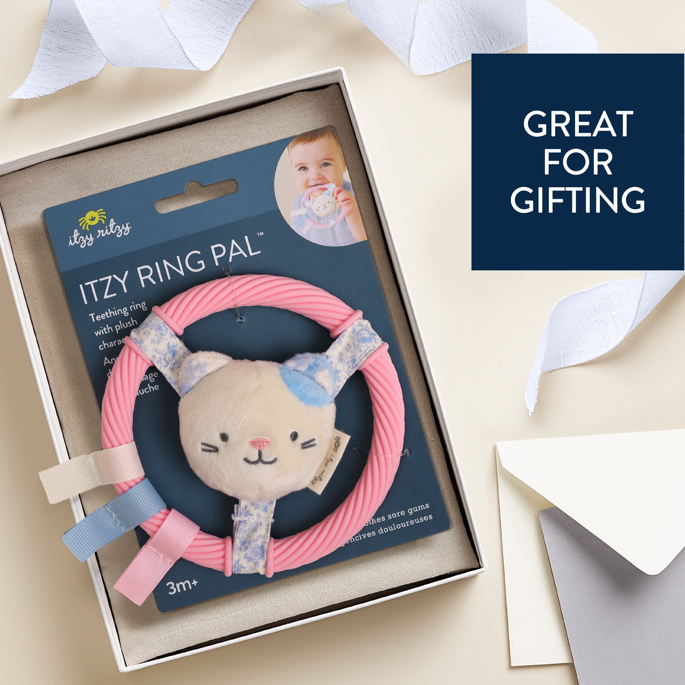 Itzy Ring Pal™ Teething ring with plush kitty
