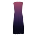 thumbnail image 5 of safuny Women's Maxi Loose Beach Dress Gradient Boho V Neck Elegant Casual High Waist Trendy Dresses Holiday Sleeveless Wine XXXL, 5 of 6