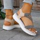 thumbnail image 5 of Sandalias Planas de las Mujeres con Diseño Abierto Del Dedo Del Pie Redondo, Suela Suave Sandalias Elásticas para Primavera Verano Casual, 5 of 8