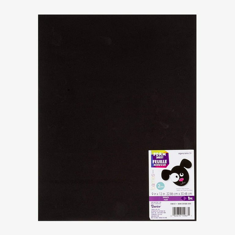 Darice Foam Sheet 9 inch x 12 inch 2mm-Black
