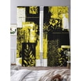 thumbnail image 3 of Modern Boho Sheer Curtains 2 Panels Set Flower Geometric Texture Yellow Black Abstract Art Sheer Window Curtains Light Filtering Rod Pocket Voile Drapes for Bedroom Living Room 52"X84", 3 of 9