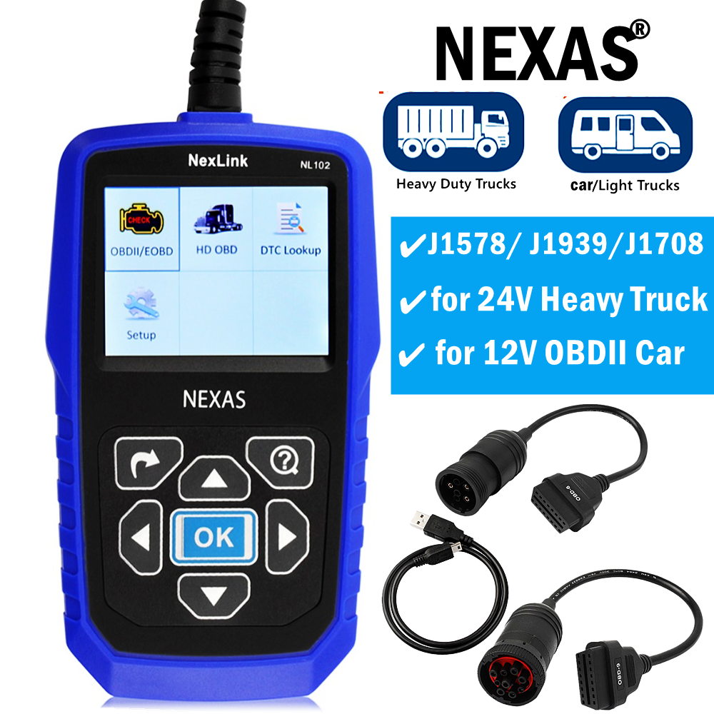 NEXAS Heavy Duty Truck Scanner NL102 HD OBD Code Reader Engine ABS