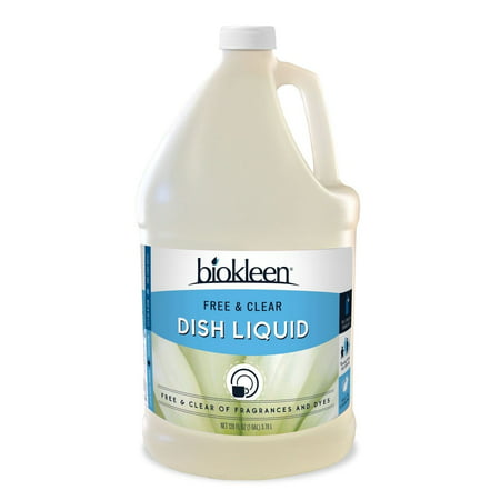 Biokleen Dish Liquid Soap, Dishwashing, Eco-Friendly, Non-Toxic, Plant-Based, No Artificial Fragrance, Colors or Preservatives, Free & Clear, Unscented, 1
