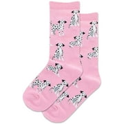 Hot Sox Kids Dalmatian Crew Socks, SM, Pink