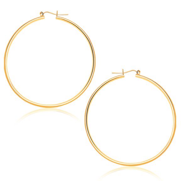 14k Yellow Gold Polished Hoop Earrings (45 mm) Weight 2 grams