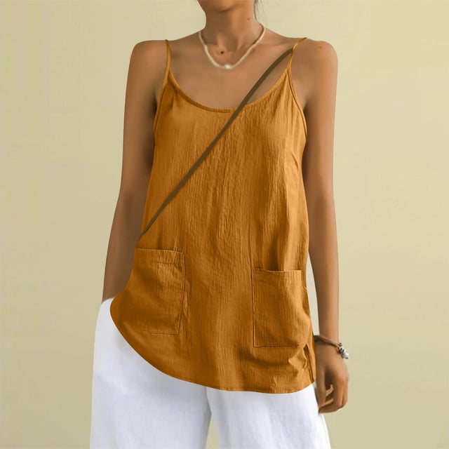 Débardeur Camisole pour Usage Quotidien Décontracté avec Poche - Léger Sans Manches Base Superposition