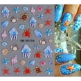 thumbnail image 4 of Summer Ocean Nail Art Stickers, Embossed Beach Seashell Starfish Nail Decals, Cute Marine Life Self Adhesive Nail Accessories for Women Girls Acrylic Nail DIY Decoration, 4Sheets, 4 of 7