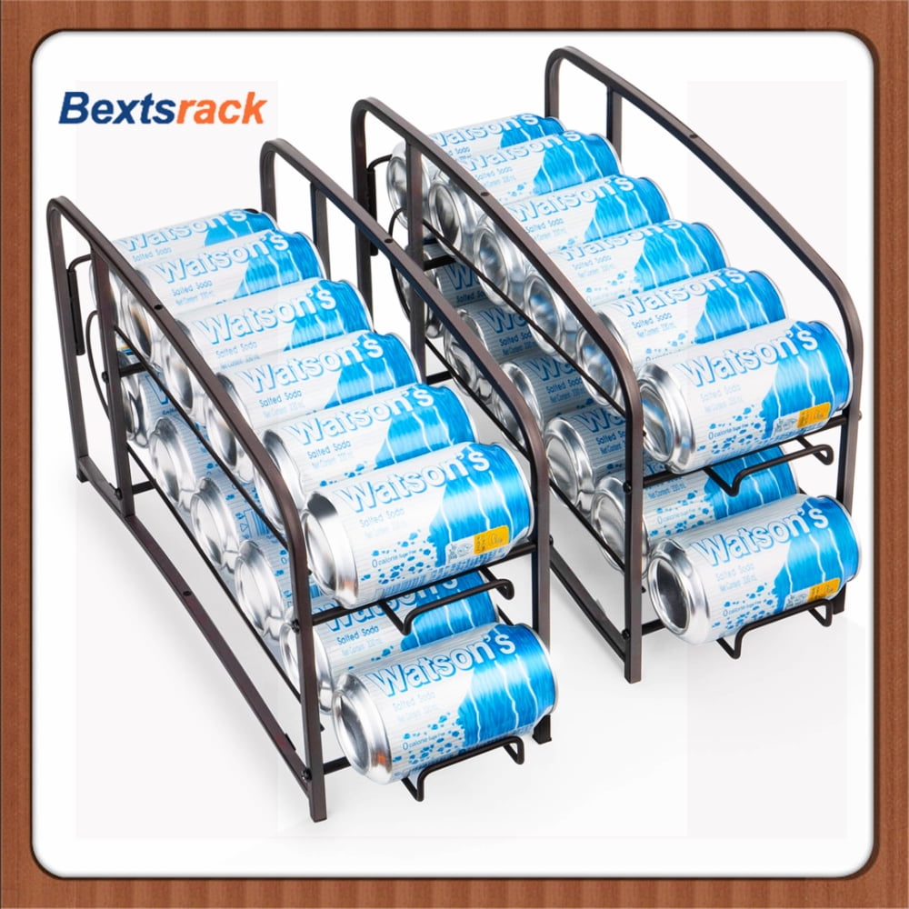 Bextsrack 2 Pcs Soda Organizer Can Despenseror For Fridge,(Bronze