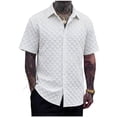 thumbnail image 2 of VgaVtl Summer Collared Shirts for Men Short Sleeve Beach Button Shirts for Men Plain Leisure Vacation, 2 of 6