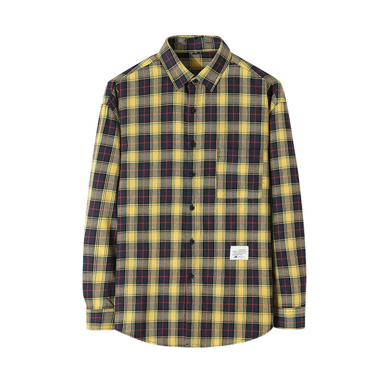 Men's Plaid Flannel Shirts Oversized Cotton Long Sleeve Button Down Fleece  Shirts Jackets Casual Fashion Loose Checkered Fitted Flannel Shirt with