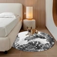 thumbnail image 2 of Grey Black Leaves Round Area Rug 3.3Ft Washable Circle Rugs for Dining Room Table, Summer Botanical Watercolor Leaf Non-Slip Carpet Floor Mats Indoor Outdoor Carpet Runner Aesthetic Home Decor, 2 of 8