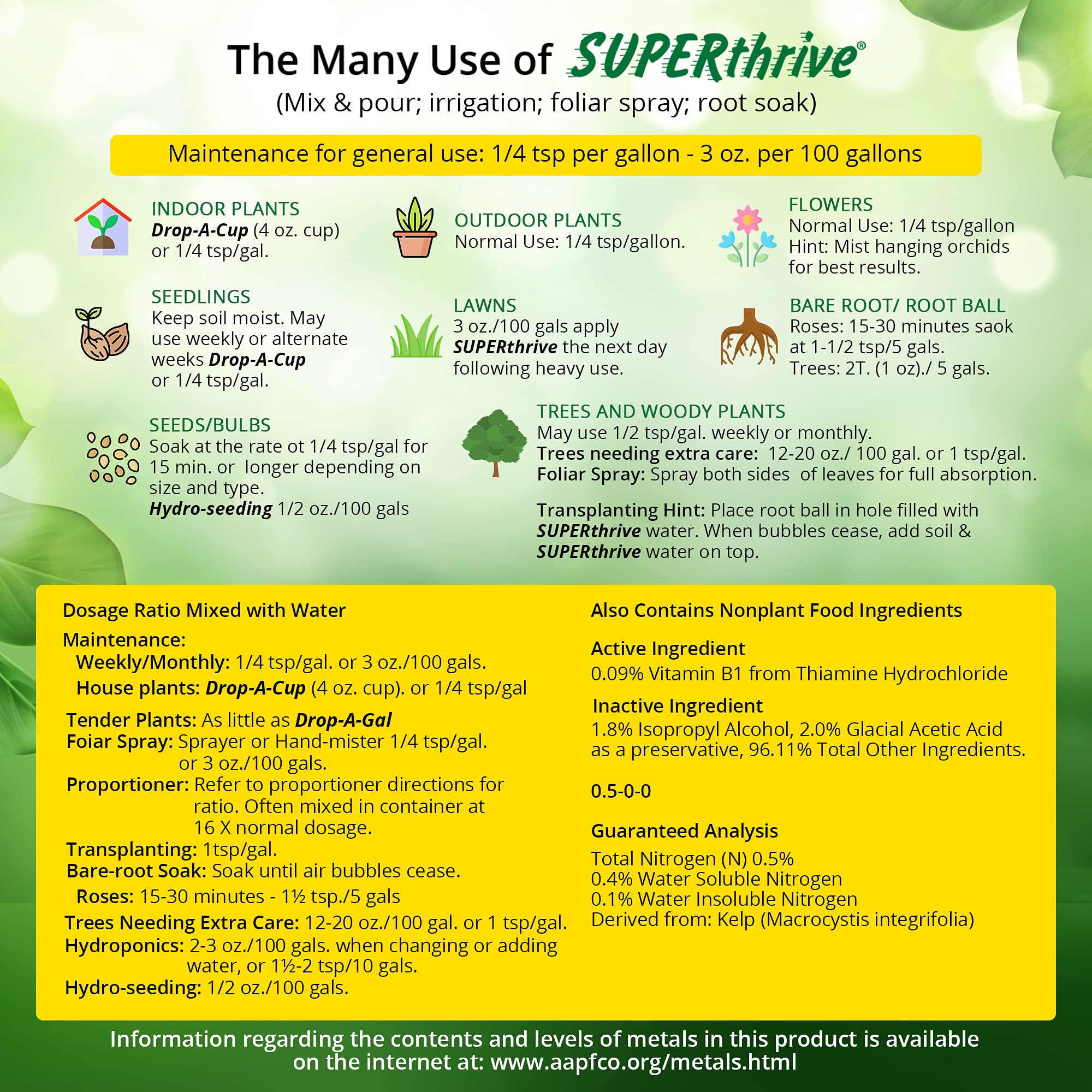 SUPERthrive 0.5-0-0 Original Plant Vitamin Solution with Kelp, 4 Oz. - 2 Pack